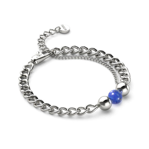 Lapis x Argent | Bracelet chaîne de pierres précieuses